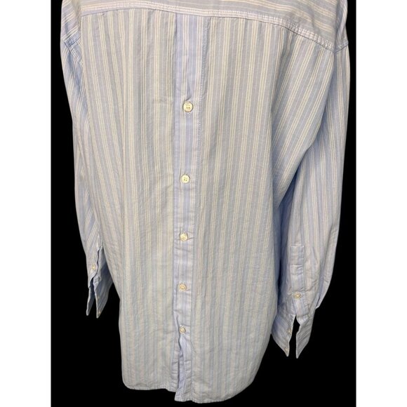 ZARA Striped Long-Sleeve Shirt Women M Blue /White With Back Button nautical - Picture 4 of 9